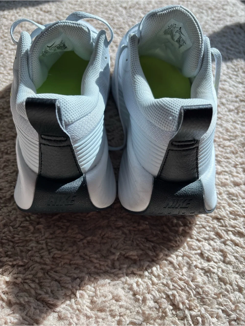 Nike Men’s Light Grey Running Shoes with Neon Yellow Swoosh